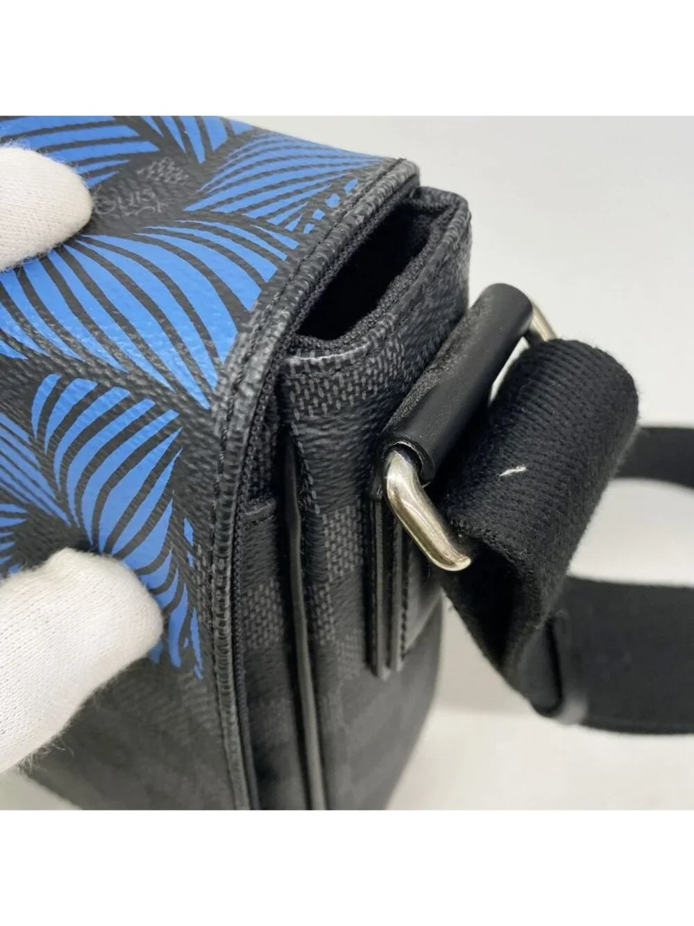 Louis Vuitton Shoulder Bag Damier Graphite District PM Black Blue